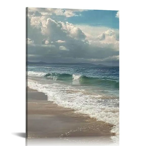 LHONGY Canvas Nature Wall Art Home Paintings & Prints Artwork Cloudy Ocean Beach Sky Glam Romantic Window View Modern Decorations 12x16 in