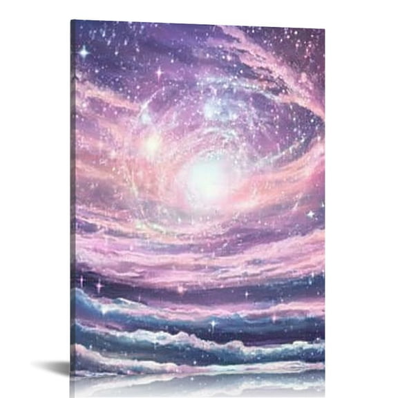 LHONGY  Canvas Wall Art Starry Galaxy Universe Space Picture Prints Home Office Living Room Wall Decoration 12x16 in