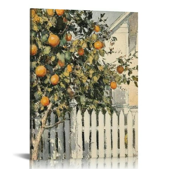 LHONGY Canvas Wall Art Vintage Decor, Country Orange Trees Decor, Earthy Room Decor Aesthetic, Kitchen Living Room Bedroom Bathroom Decor 16x20 in