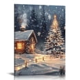 thumbnail image 1 of LHONGY Christmas Canvas Wall Art, Snow Covered Winter Village Night Painting, Winter Snow Scene Canvas Wall Art, Rustic Pictures Wall Decor 16x20 in, 1 of 5