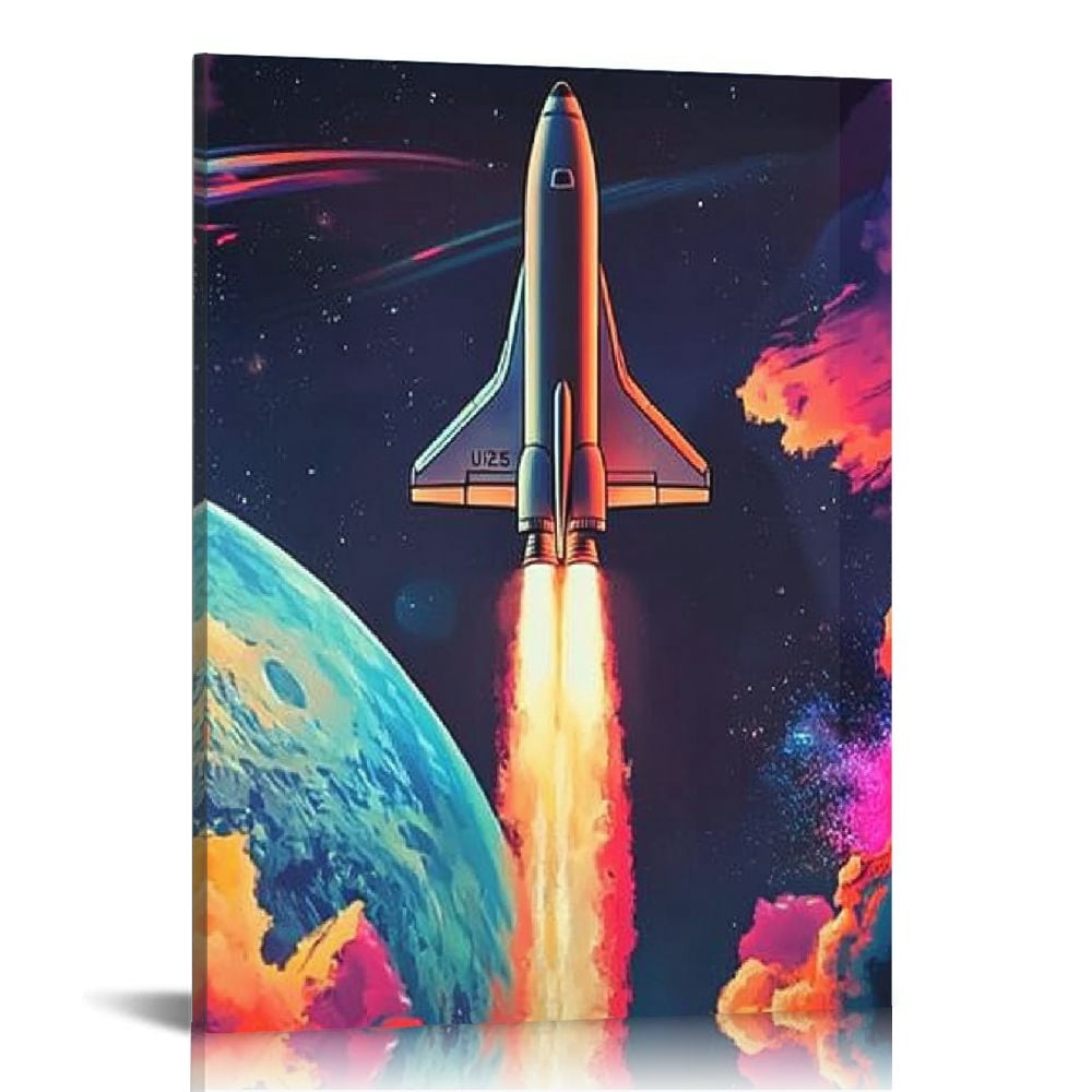 LHONGY Cool Astronaut Wall Art Abstract Colorful Galaxy Spaceman ...
