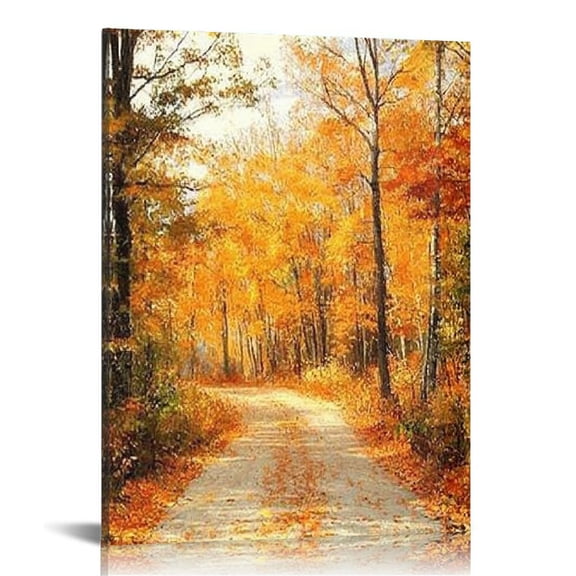 LHONGY Fall Foliage Autumn Road in New Leaves Colorful Trees Photo Cool Wall Art 12x16 in