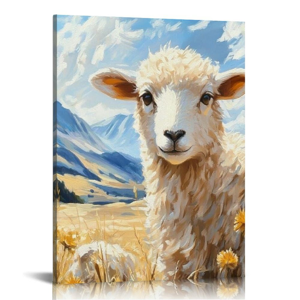 LHONGY Farm Animal Wall Art Lamb Pictures Wall Decor Sheep Wall Art ...