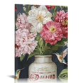 thumbnail image 1 of LHONGY Farmhouse Canvas Wall Art Rusitc Pink Rose Wall Decor Flower Mason Jar Hummingbird Pictures Painting Prints 12x16 in, 1 of 5
