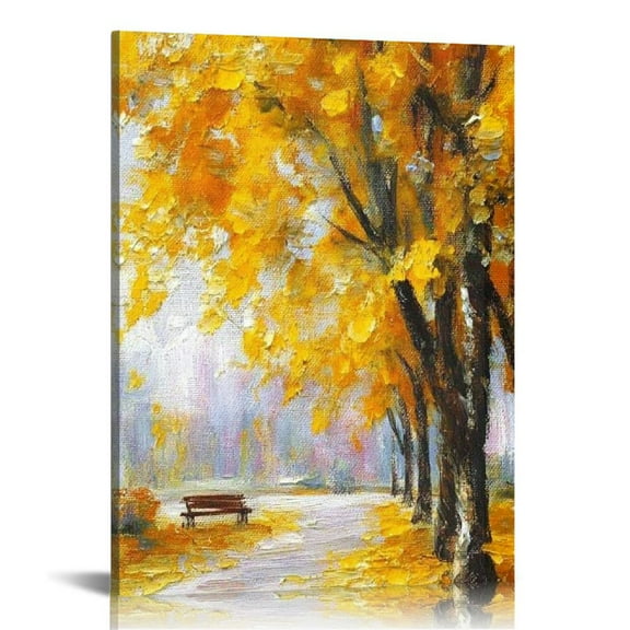 LHONGY  Forest Full Of Fallen Leaves In Autumn Lake House 16x20 in