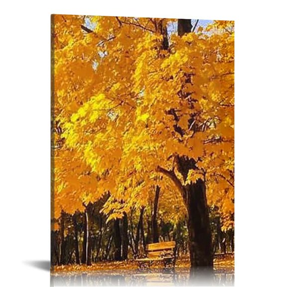 LHONGY Forest Wall Art Decor, Decorative Autumn Fall Tree Canvas Art Split Prints for Living Room, Kitchen, 12x16 in