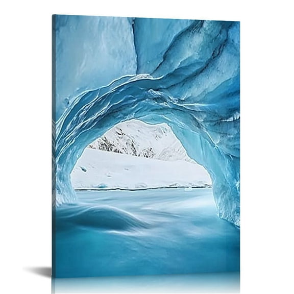 LHONGY Glacier River Cave Pakistan Biafo Snow Mountain Winter Cold Wall Art Print 12x16 in