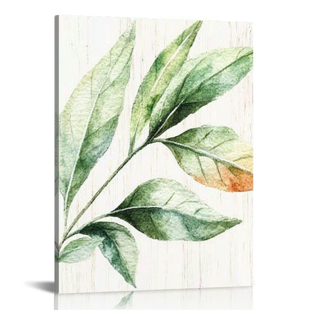 LHONGY Green Leaves Wall Art: Rustic Pictures Palm Tree Leaf Simple ...