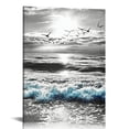 thumbnail image 1 of LHONGY  Large Canvas Wall Art For Living Room Wall Decor For Bedroom Office Wall Decorations Black And White Painting Blue Sea 12x16 in, 1 of 5