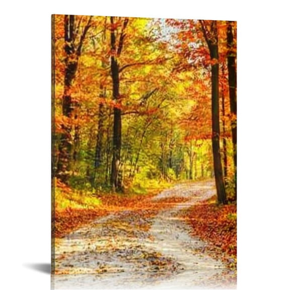 LHONGY Large Wall Art Fall Scenery Canvas Prints Panorama Forest in Vibrant Warm Colors Sun Leaves Pictures Autumn 16x20 in