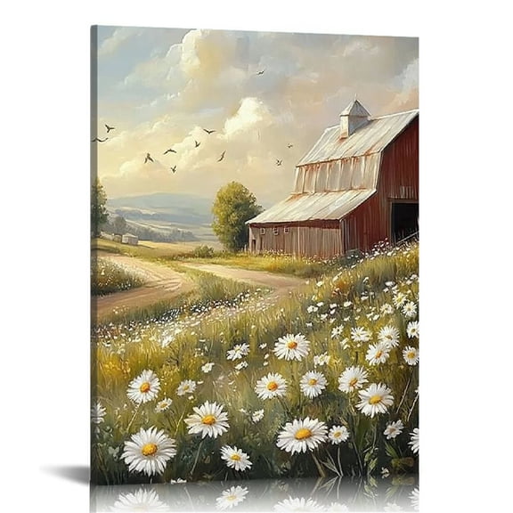 LHONGY Large Wall Art For Living Room Canvas Wall Decor For Bedroom Office Wall Decoration Vintage Country Field Landscape Painting 16x20 in