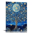 thumbnail image 1 of LHONGY  Natural OAK Wall Art William Morris Moon and Stars Canvas Print Posters Art,Vintage Moonnight Wall 12x16 in, 1 of 5