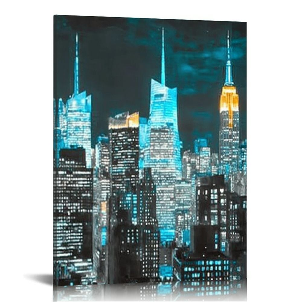 LHONGY New York City Canvas Wall Art Print black and white Brooklyn ...