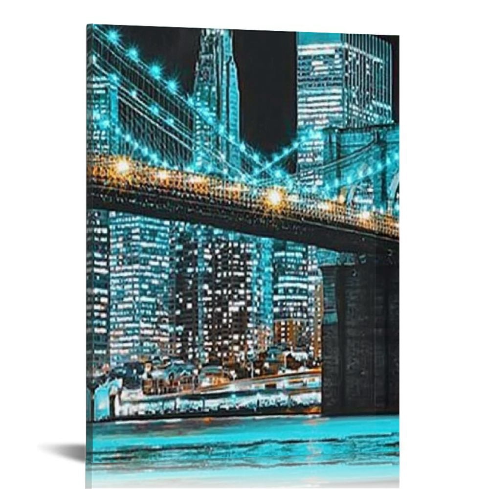 LHONGY New York City Canvas Wall Art Print black and white Brooklyn ...