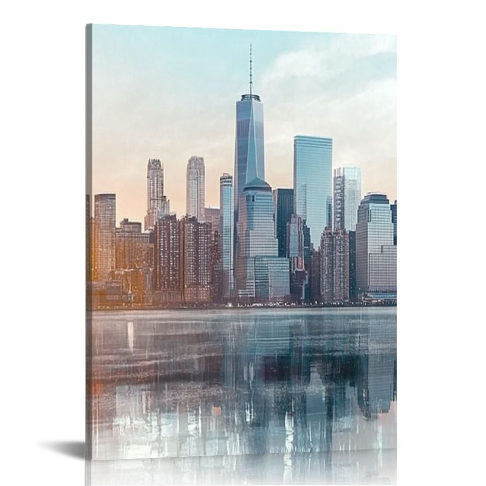 LHONGY Photo New York City Skyline UV Print Modern Home Wall Art 12x16 ...