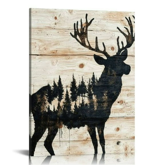 LHONGY Rustic Cabin Decor Mountain Wildlife Wall Art Bear Eagle Deer Pictures for Living Room Farmhouse Wild Animal Wolf Lodge Canvas Painting 16x20 in