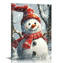 LHONGY Snowman Canvas Wall Art - Christmas Print Picture Painting for Festive Home Décor 12x16 in