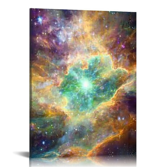 LHONGY Space and Nebulae Wall Painting Giclee Artwork Abstract Colorful Universe Picture Canvas Wall Art with,Modern Home Living Room Decoration 12x16 in