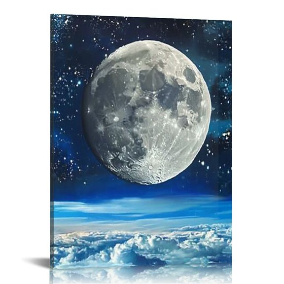 LHONGY Space View From Earth Space Canvas Wall Art Landscape Modern Decor Canvas Wall Art Painting Decor Abstract Canvas for Living Room Bedroom 16x20 in