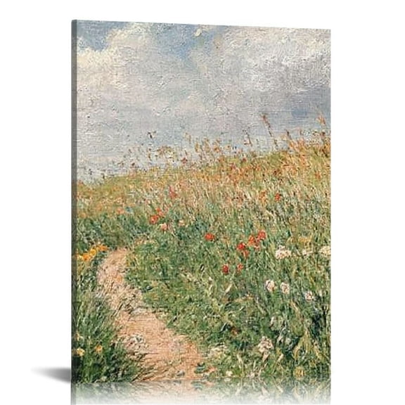 LHONGY Vintage Gold Wall Art, Valley Field Road Landscape Paintings, Vintage Room Decor, Canvas Prints Antique Pictures 16x20 in