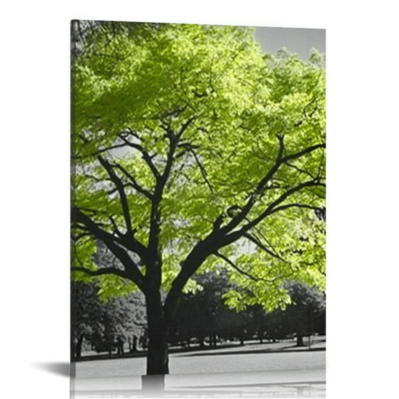 LHONGY  Wall Art Living Room Simple Life Lime Green Tree Landscape Painting Office Wall Decor Single Pieces Canvas Prints Ready to Hang 16x20 in