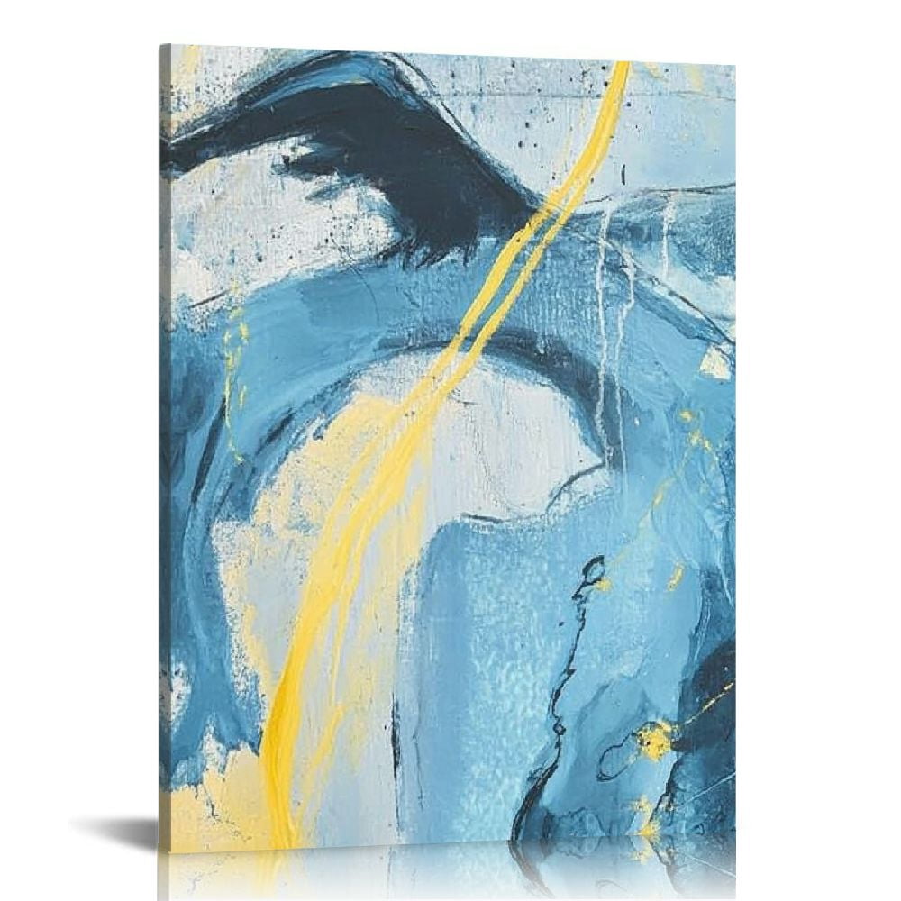 LHONGY Wall Art for Living Room Blue Abstract Coastal Canvas Print ...