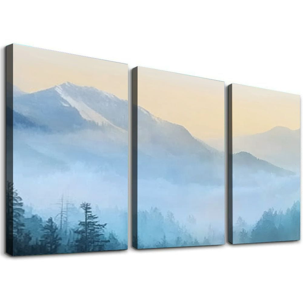 Misty Forest Sunrise Framed Canvas Print Set