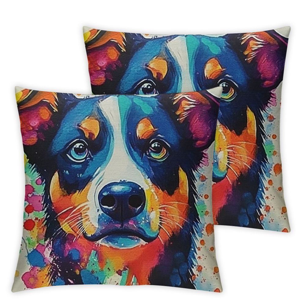 LHONGY Watercolor Painting Dog Throw Pillow Covers Home Decoration