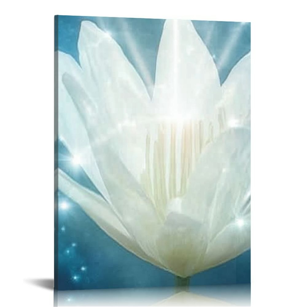 LHONGY White Lotus Flower Wall Art Zen Spa picture Zen Canvas Art HD ...