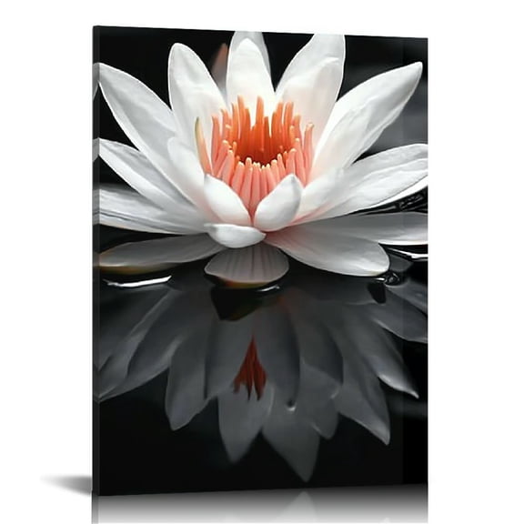 LHONGY Zen Wall Art White in Water Canvas Prints Black and White Zen Pictures Bathroom Decor for Yoga Meditation Room 12x16 in