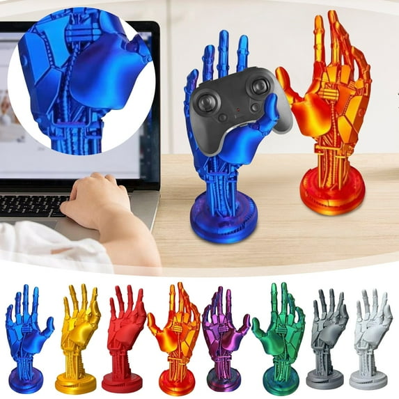 LHOO 3D Printed Robotic Hand Statue Game Controller Stand Support Holder for PS5s Xboxs Series Creative Joystick Rack Accessories Handle Bracket - Sliver