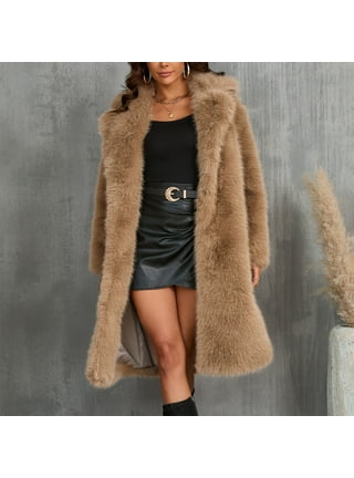 Knee length faux fur coat sale