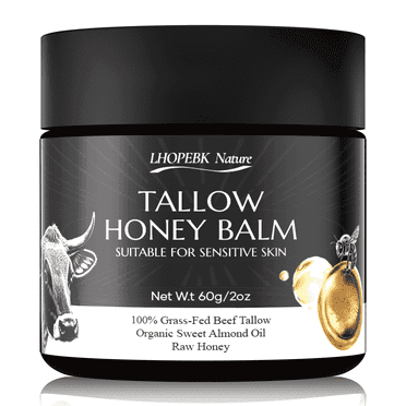 Lhopebk Nature Beef Tallow for Skin: Tallow Honey Balm Face & Body Moisturizers,Skin Care Cream (60g/2oz)