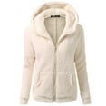 thumbnail image 1 of LHOPY Women's Zip Up Hoodies Lightweight Fleece Lined Fall Winter Coats Comfy Warm Plus Size Sherpa Jackets with Pockets, Beige M, 1 of 4