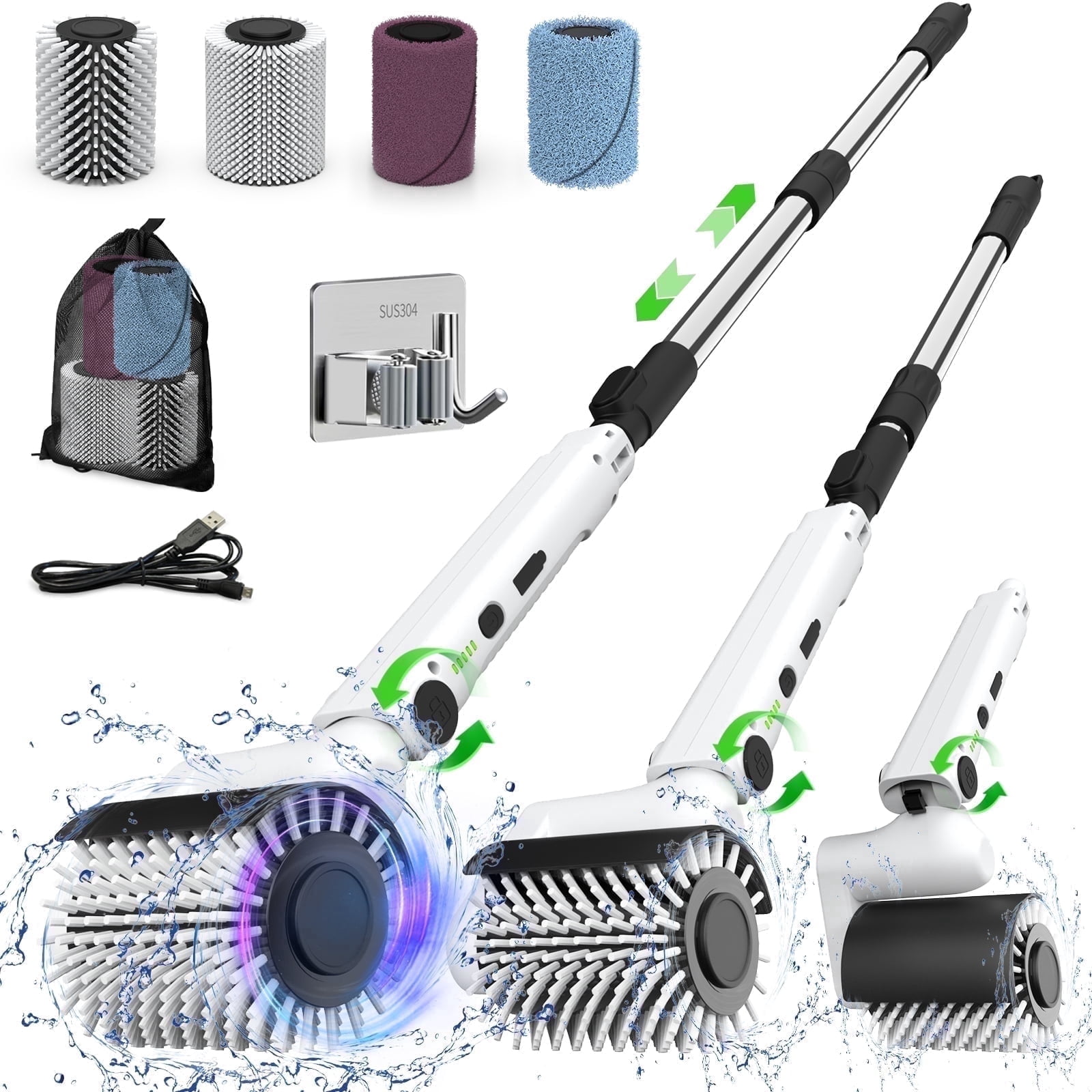 LHPY Electric Spin Scrubber, 2025 New Roller-Type IPX7 Waterproof Bathroom Cleaner Brush,Cordless Shower Scrubber