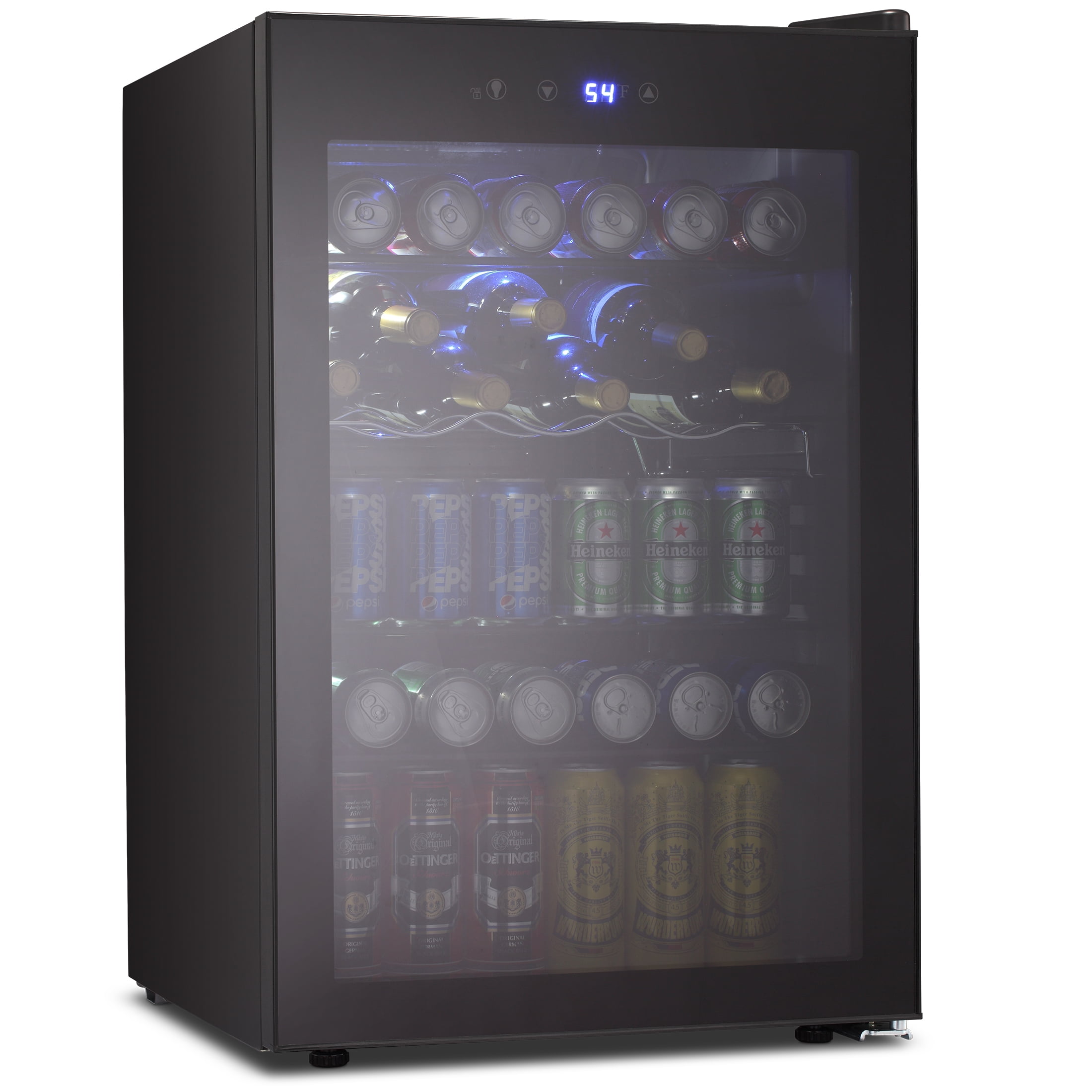 COLOZO 17 inch Freestanding Beverage Refrigerator Cooler, 96 Cans Mini Fridge with Glass Door, Removable Shelves for Soda, Water, Beer or Wine