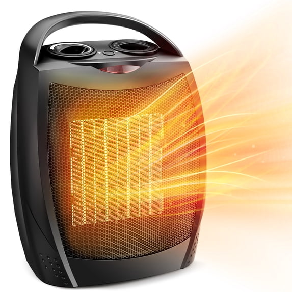 Electactic Compact 1500W/750W Space Heater with Thermostat - ETL Certified Ceramic Portable Heater Fan, Ideal for Home/Dorm/Office/Kitchen, Black