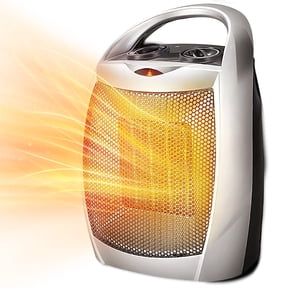 Electactic Compact 1500W/750W Space Heater with Thermostat - ETL Certified Ceramic Portable Heater Fan, Ideal for Home/Dorm/Office/Kitchen, Silver