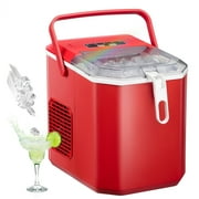 LHRIVER Countertop Ice Maker 26lbs, 9Pcs/8Mins, 2 Sizes of Bullet-Shaped with Scoop & Handle, Red