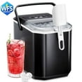 thumbnail image 1 of LHRIVER Countertop Ice Maker, Portable Ice Machine with Handle, 26Lbs/24H, 9 Cubes Ready in 8 Mins, with Ice Scoop and Basket, for Home/Office/Bar/Party (Black), 1 of 8