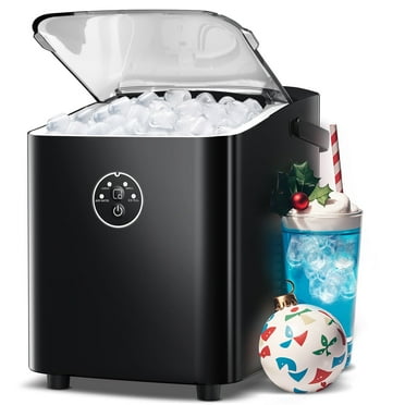 LHRIVER Countertop Ice Maker, Portable Ice Maker Machine with Handle, 26lbs/24H, 8 Bullet Ice Cubes/9 Mins, S/L 2 Size Ice Cube, Self-Cleaning for Home/Kitchen/Office/Party, Black