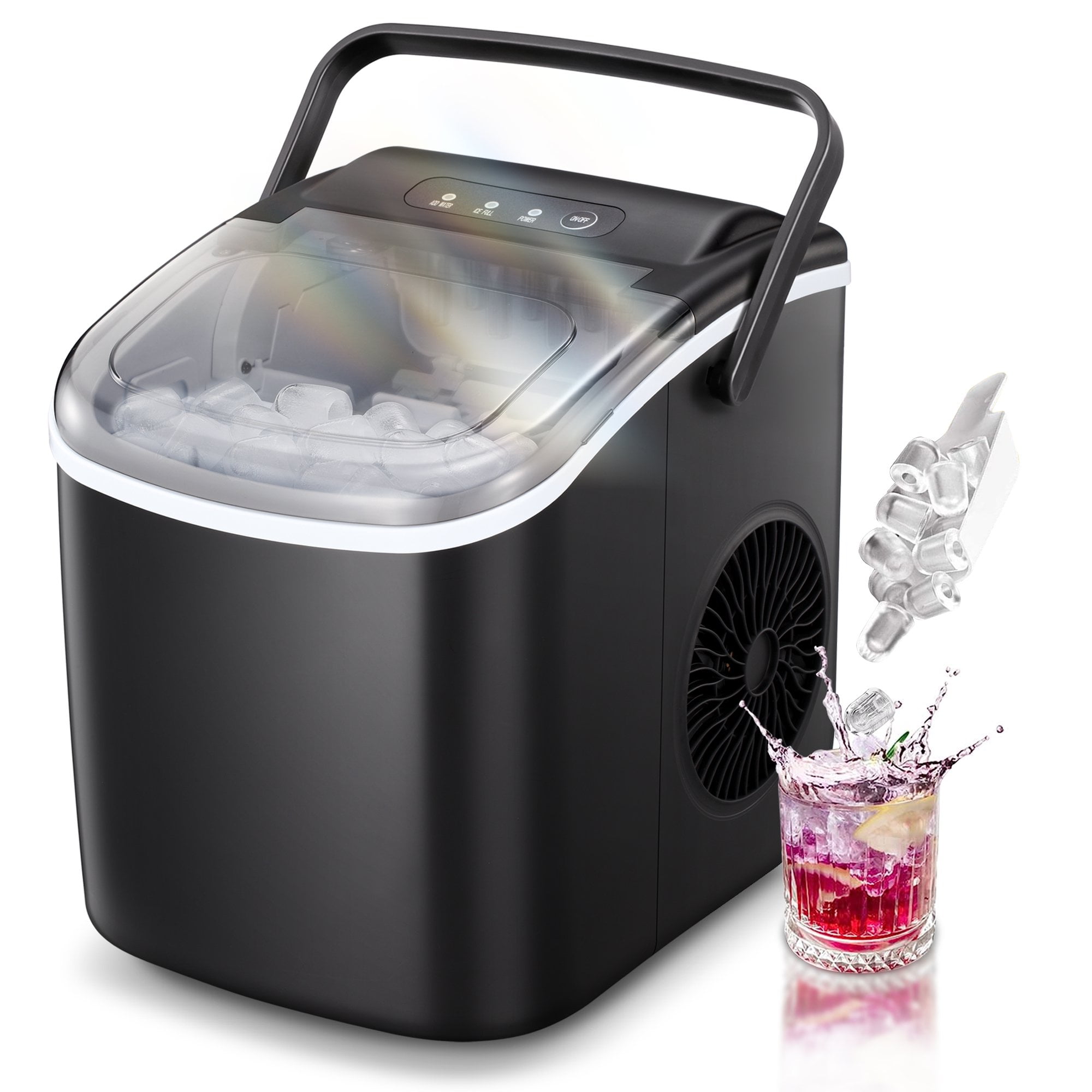 SELF CLEANING+TIMER]Countertop Bullet Shape Qiuck Ice Maker Machine  26lbs/24hrs
