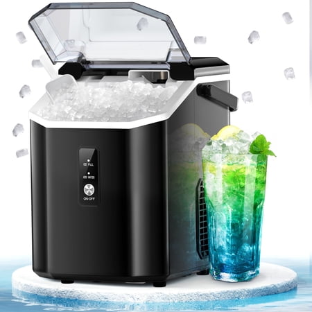 Electactic Countertop Nugget Ice Maker, 35Lbs/24H, Soft Chewable Ice, Ice Scoop, Self-Cleaning, Black