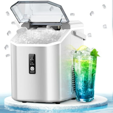 LHRIVER Countertop Nugget Ice Maker, 35Lbs/24H, Soft Chewable Ice, Ice Scoop, Self-Cleaning, White