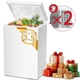 thumbnail image 1 of LHRIVER Mini Freezer Chest 3.5 cu ft, Deep Freezer & Side Handle, Compact Freezer with 7 Gear Adjustable Temperature, Removable Storage Basket, White, 1 of 9
