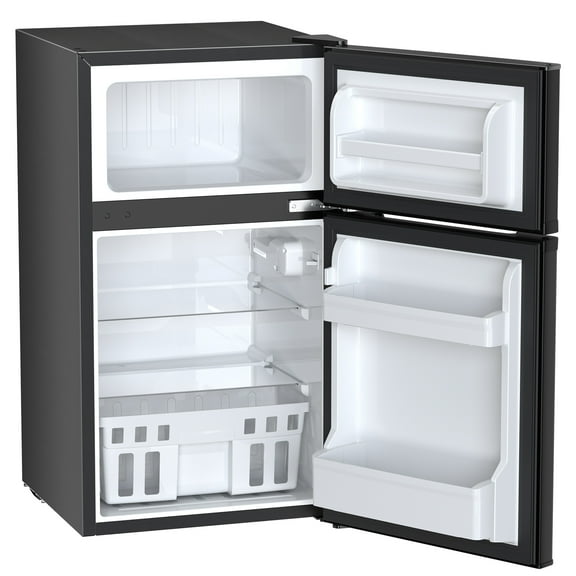 Electactic Mini Refrigerator 3.2Cu.Ft Compact Fridge 2-Double Doors with a Freezer Low Noise Defrost Storage of Beverages Vegetables and Fruits for Home Office Dorm, Black