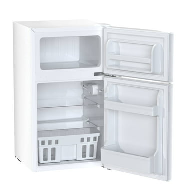 LHRIVER Mini Refrigerator 3.2Cu.Ft Compact Fridge 2-Double Doors with a Freezer Low Noise Defrost Storage of Beverages Vegetables and Fruits for Home Office Dorm, White
