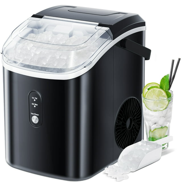 LHRIVER Nugget Ice Maker Countertop, 33lbs/24H with SelfCleaning