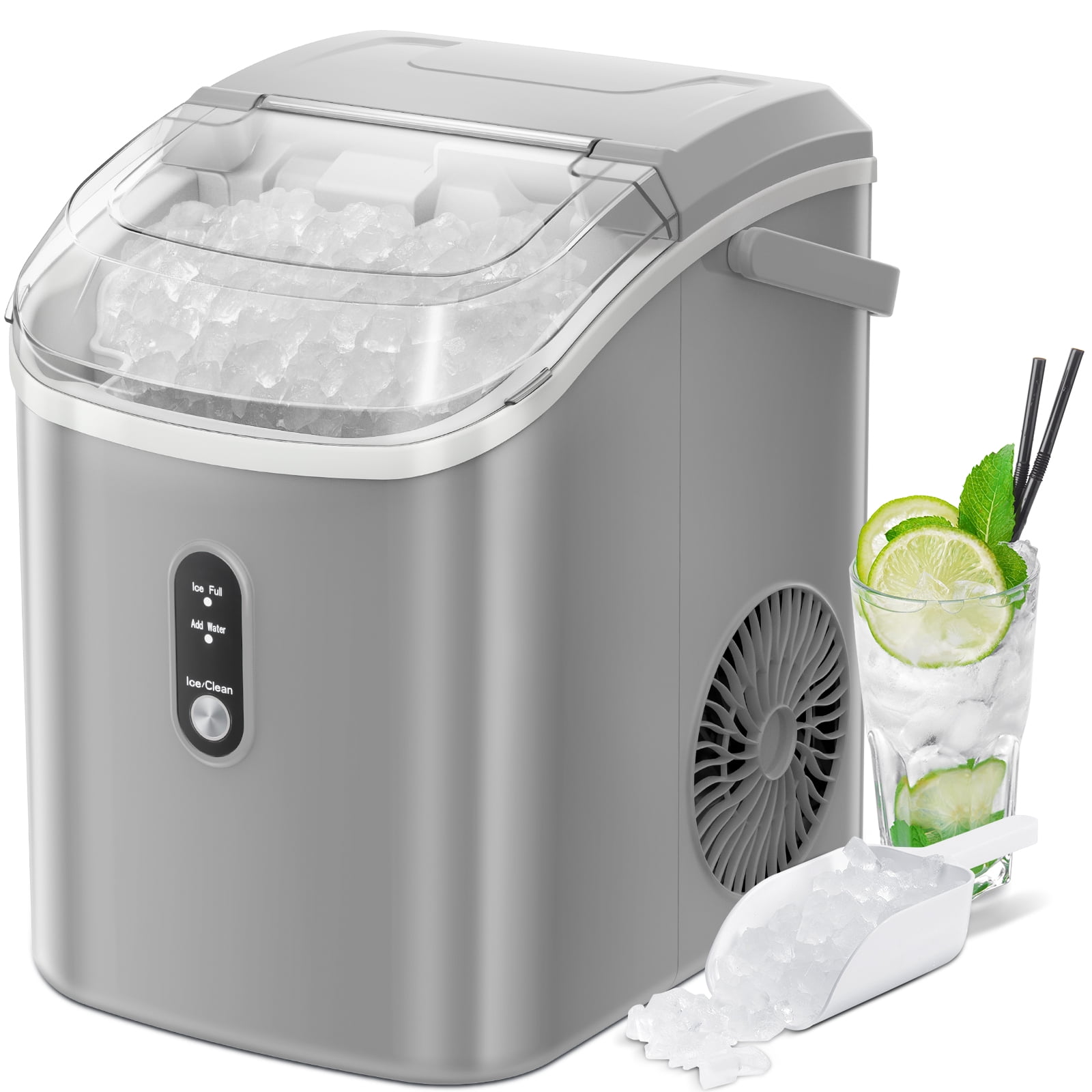 LHRIVER Nugget Ice Maker Countertop, 33lbs/24H with SelfCleaning