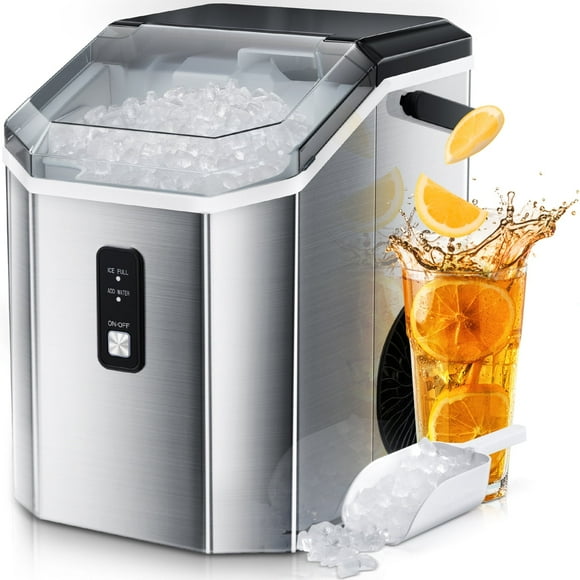 LHRIVER Nugget Ice Maker Countertop, Pebble Ice, 35Lbs/24H, Self-Cleaning, Silver